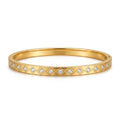 Gold-plated titanium steel bangle bracelet with clear zircons, elegant waterproof plated jewelry.