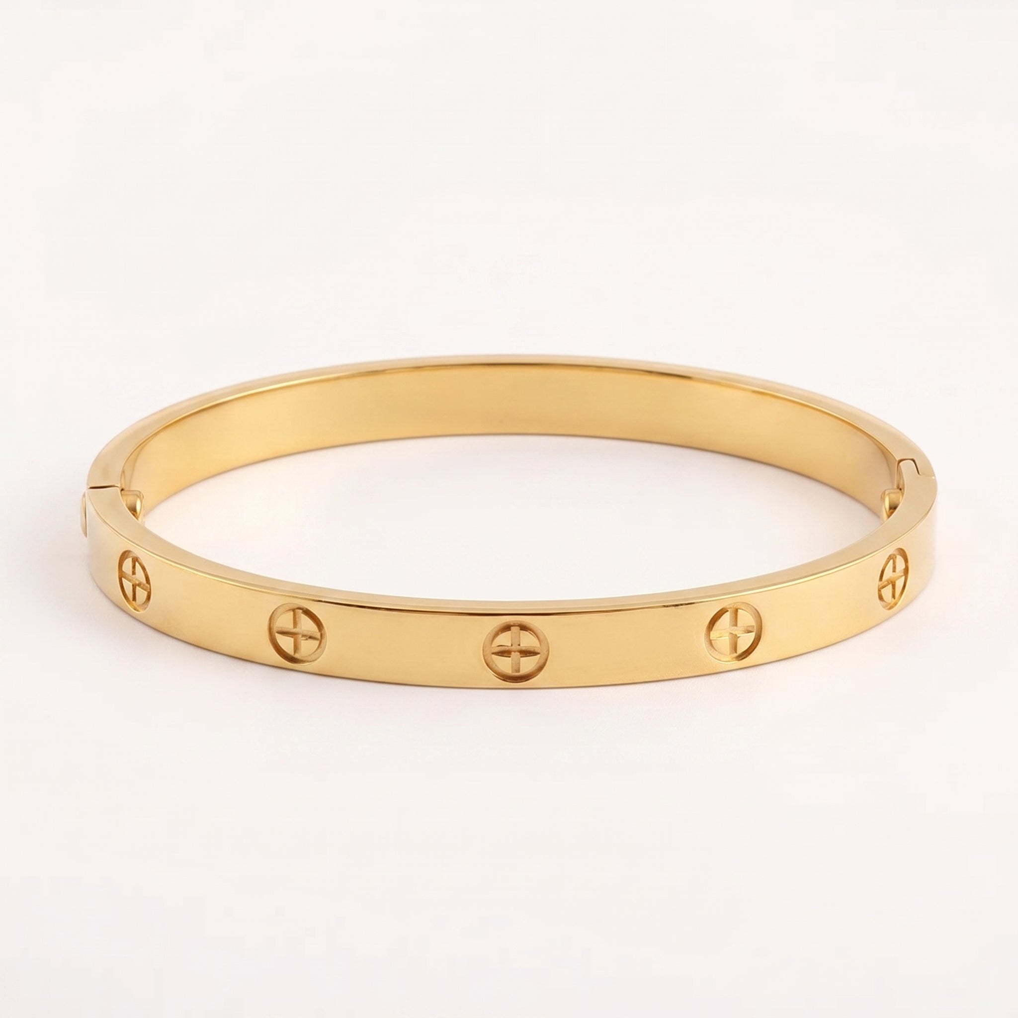 Top section of the white background, hinting at the elegance of the titanium steel bracelet.