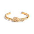 Gold-plated stainless steel snake cuff bracelet with zircon accents on a white background, showcasing affordable jewelry.